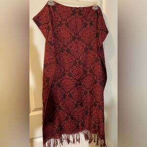 Red and Black Patterned Shawl/Wrap